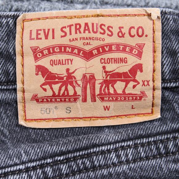 Levi’s 501 Skinny Womens 27x28 Black Faded Denim Button Fly Stretch - Picture 9 of 12